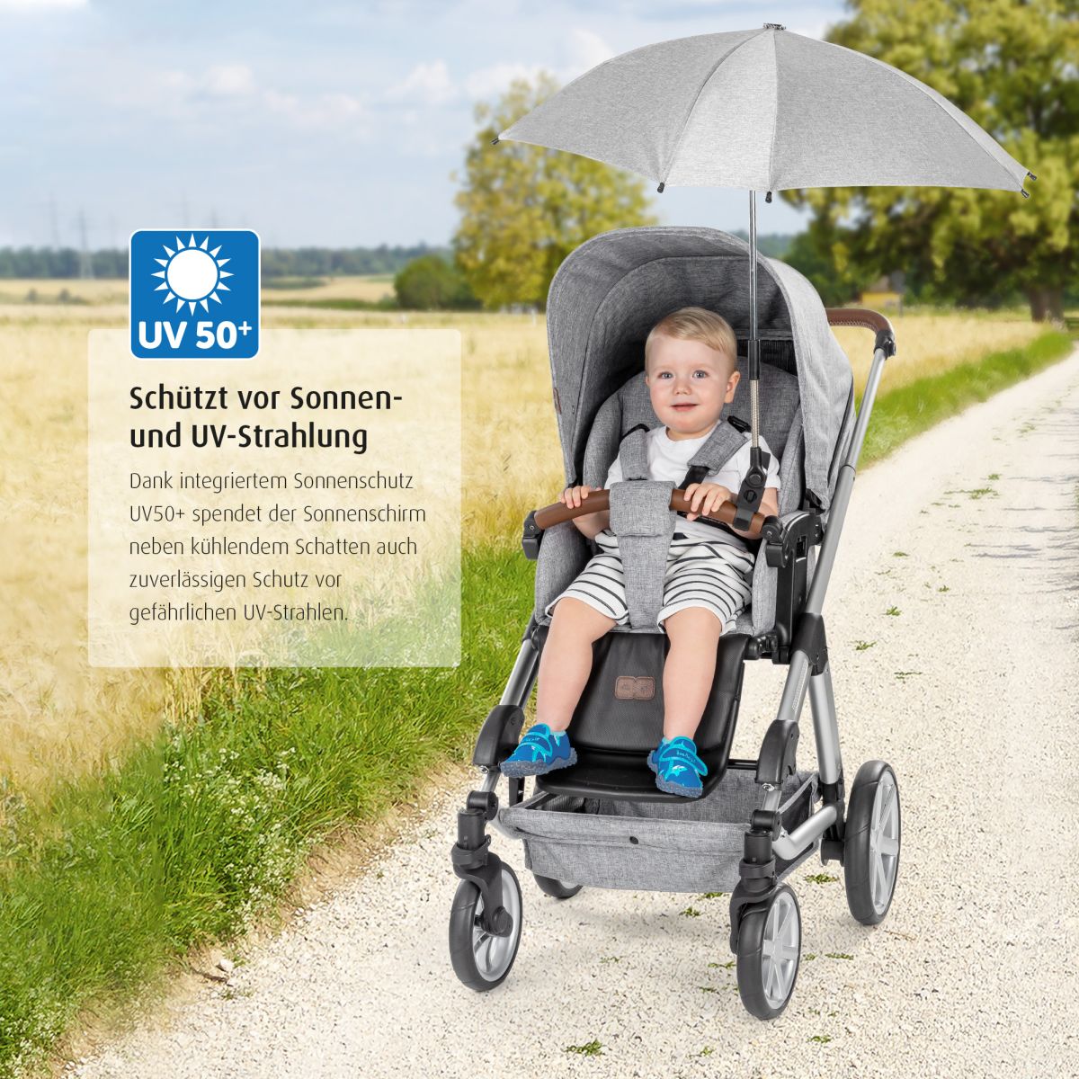 ShineSafe+ pushchair sunshade, grey-melange - Flemings Department Store