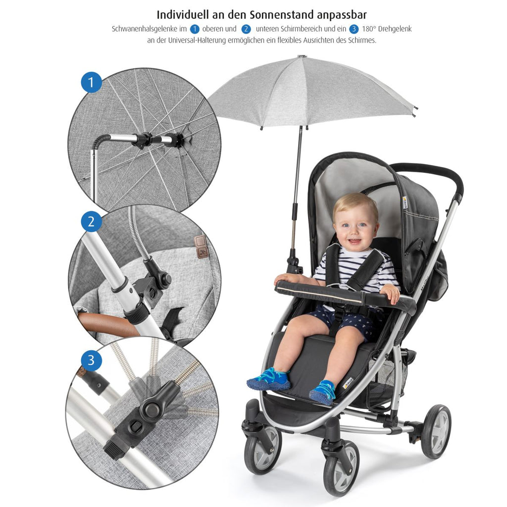 ShineSafe+ pushchair sunshade, grey-melange - Flemings Department Store