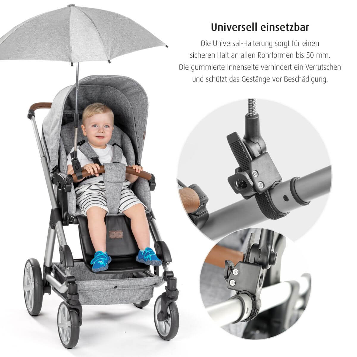 ShineSafe+ pushchair sunshade, grey-melange - Flemings Department Store