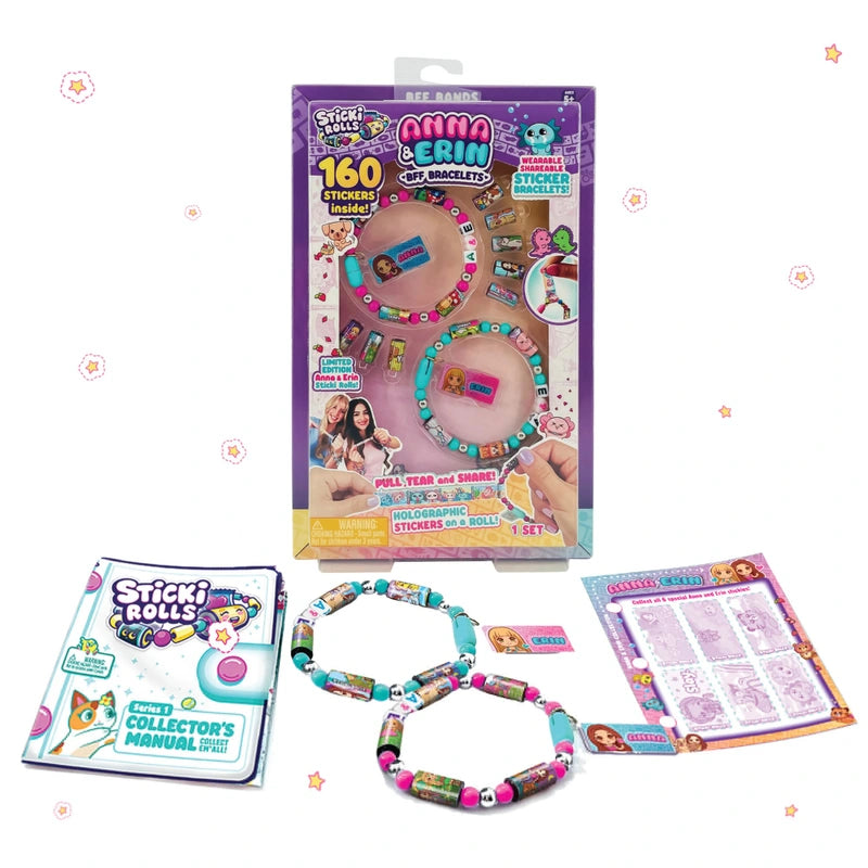 Sticki Rolls Anna & Erin BFF Bracelet Sticker Jewellery Set – 160 Stickers & Charms