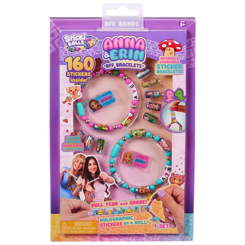 Sticki Rolls Anna & Erin BFF Bracelet Sticker Jewellery Set – 160 Stickers & Charms