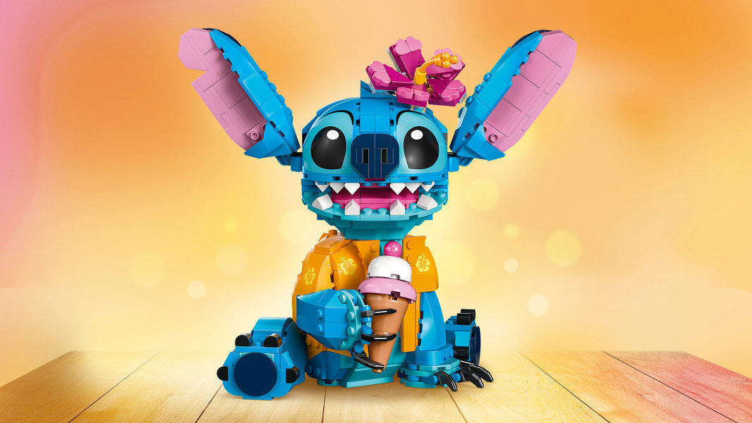LEGO Disney Stitch set 43249 buildable figure with movable head, ears, ice-cream cone and flower accessories
