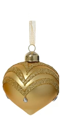 Luxury glass bauble with gold swirl and transparent diamond detail, matt finish, assorted festive styles