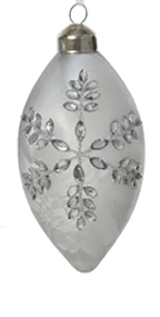 Decorative glass ornament with floral patterns on a white background
