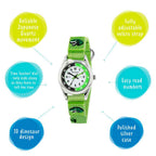 Tikkers Boys Green Fabric Rip Strap Dinosaur Time Teacher Watch