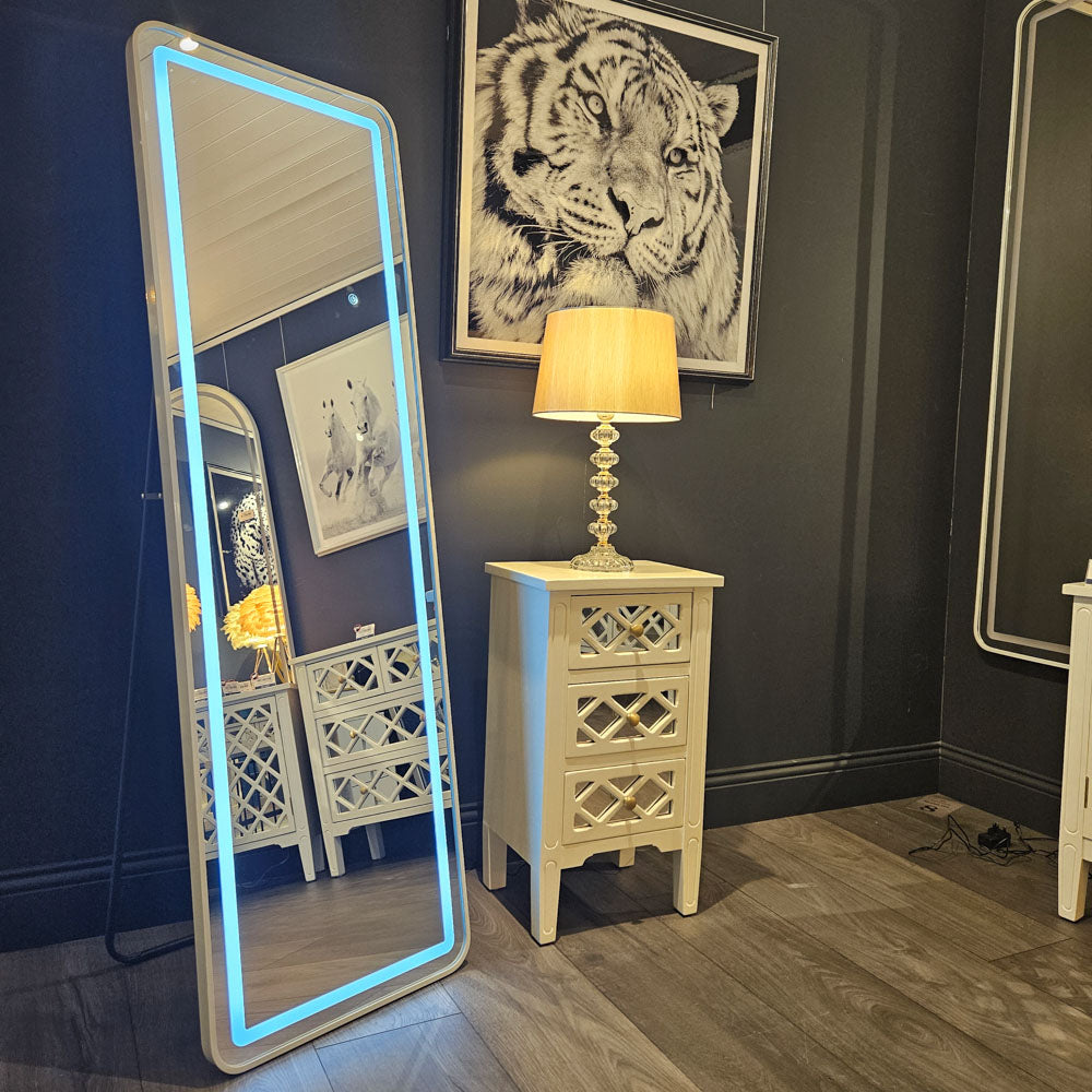 Modena led cheval mirror white 160 x 50cm - Flemings Department Store