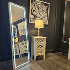 Modena led cheval mirror white 160 x 50cm - Flemings Department Store