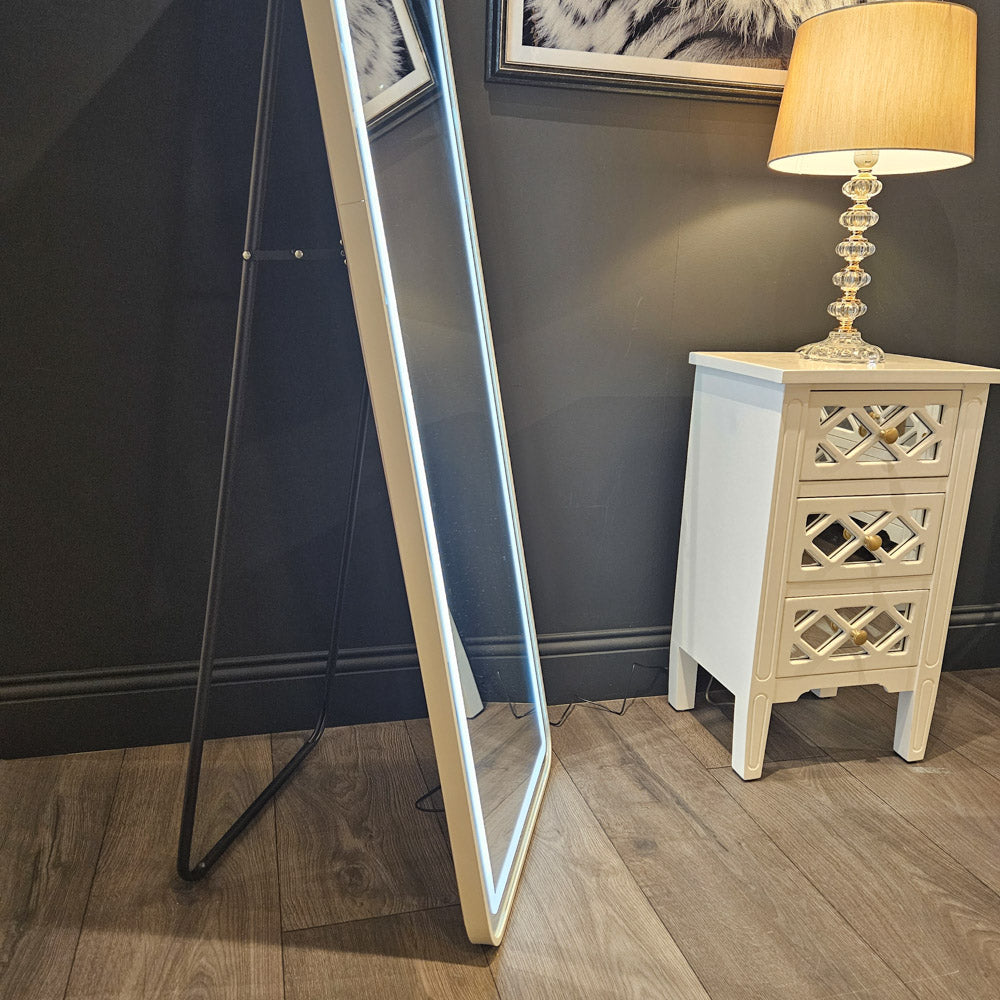 Modena led cheval mirror white 160 x 50cm - Flemings Department Store
