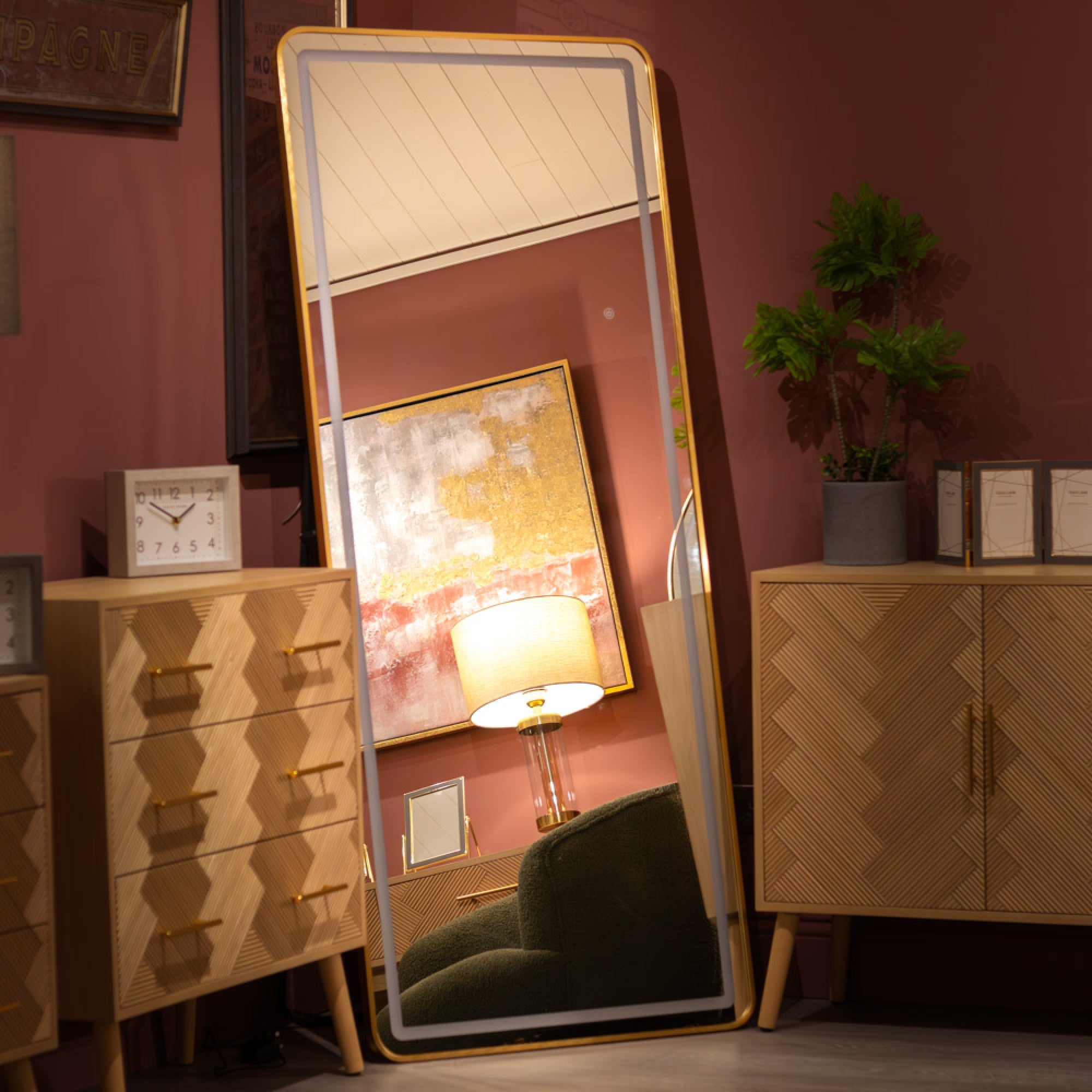 Gold LED Cheval Mirror 170x70cm | Luxe Irish Elegance