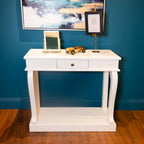 Scroll Console Table with Drawer – Ivory Finish (90 cm) for Irish Living Rooms