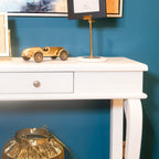 Scroll Console Table with Drawer – Ivory Finish (90 cm) for Irish Living Rooms