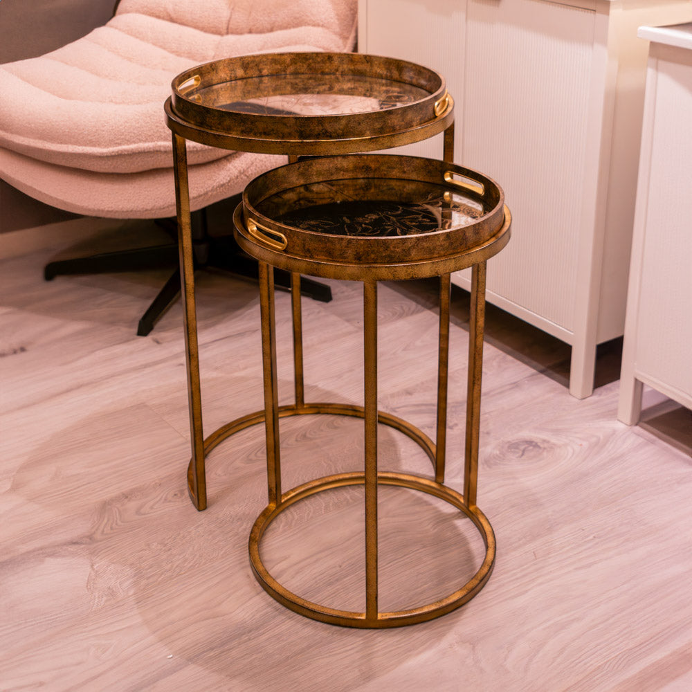 Vela Set of 2 Tray Tables – Gold Finish Accent Tables for Irish Interiors