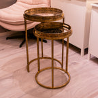 Vela Set of 2 Tray Tables – Gold Finish Accent Tables for Irish Interiors