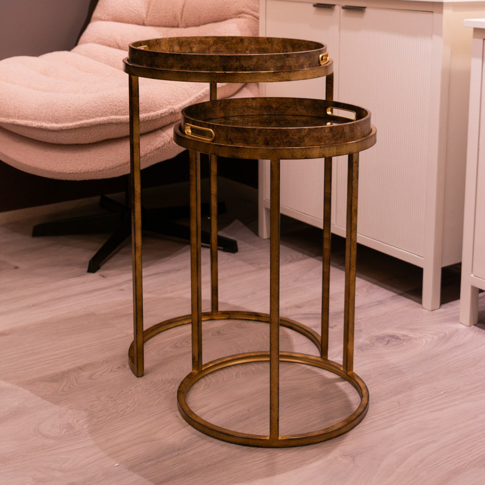 Vela Set of 2 Tray Tables – Gold Finish Accent Tables for Irish Interiors