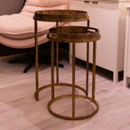 Vela Set of 2 Tray Tables – Gold Finish Accent Tables for Irish Interiors