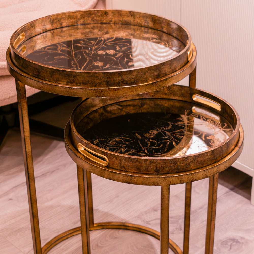 Vela Set of 2 Tray Tables – Gold Finish Accent Tables for Irish Interiors