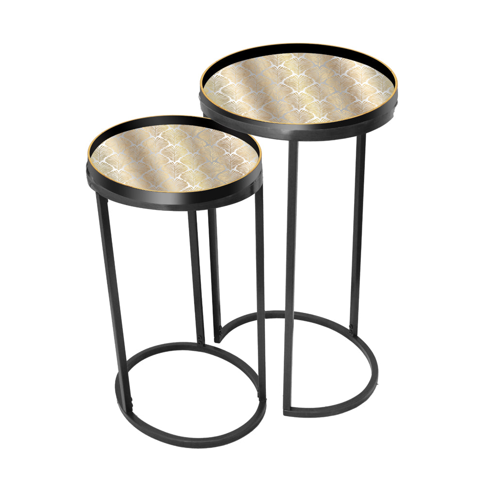 Bruna Set of 2 Tray Tables – Black & Gold Side Tables for Irish Homes