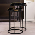 Bruna Set of 2 Tray Tables – Black & Gold Side Tables for Irish Homes