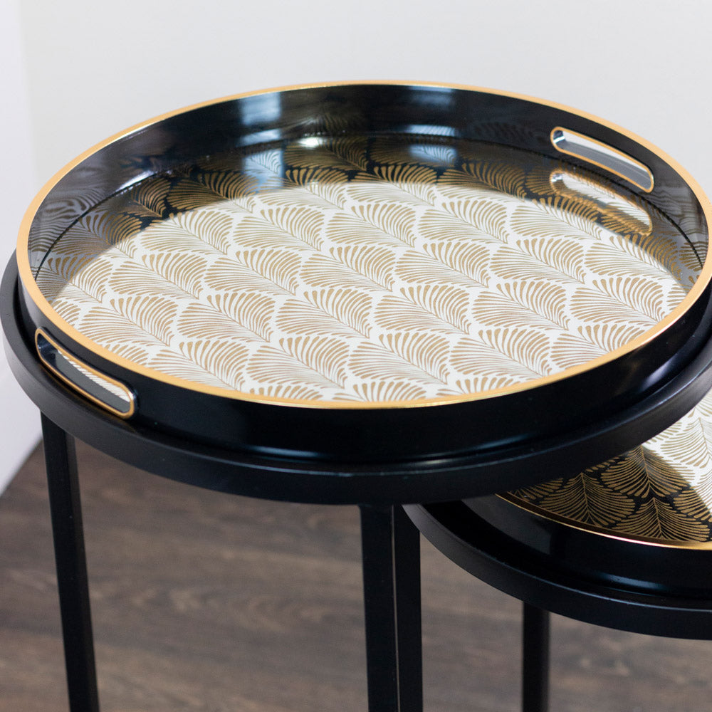 Bruna Set of 2 Tray Tables – Black & Gold Side Tables for Irish Homes