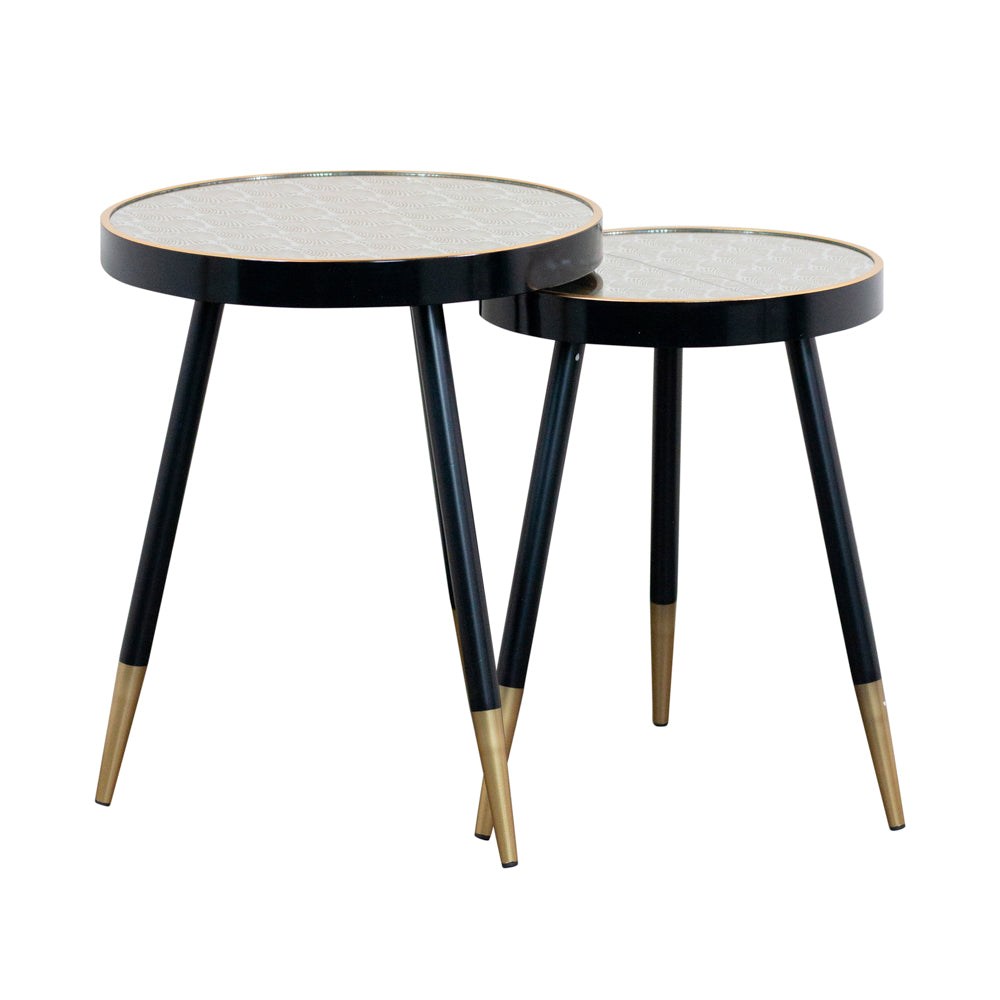 Bruna Set of 2 Side Tables – Black & Gold | Modern Accent Tables for Irish Homes