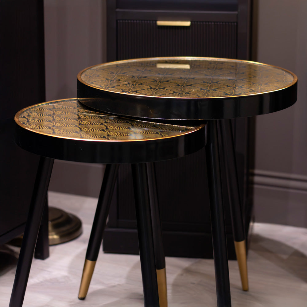 Bruna Set of 2 Side Tables – Black & Gold | Modern Accent Tables for Irish Homes