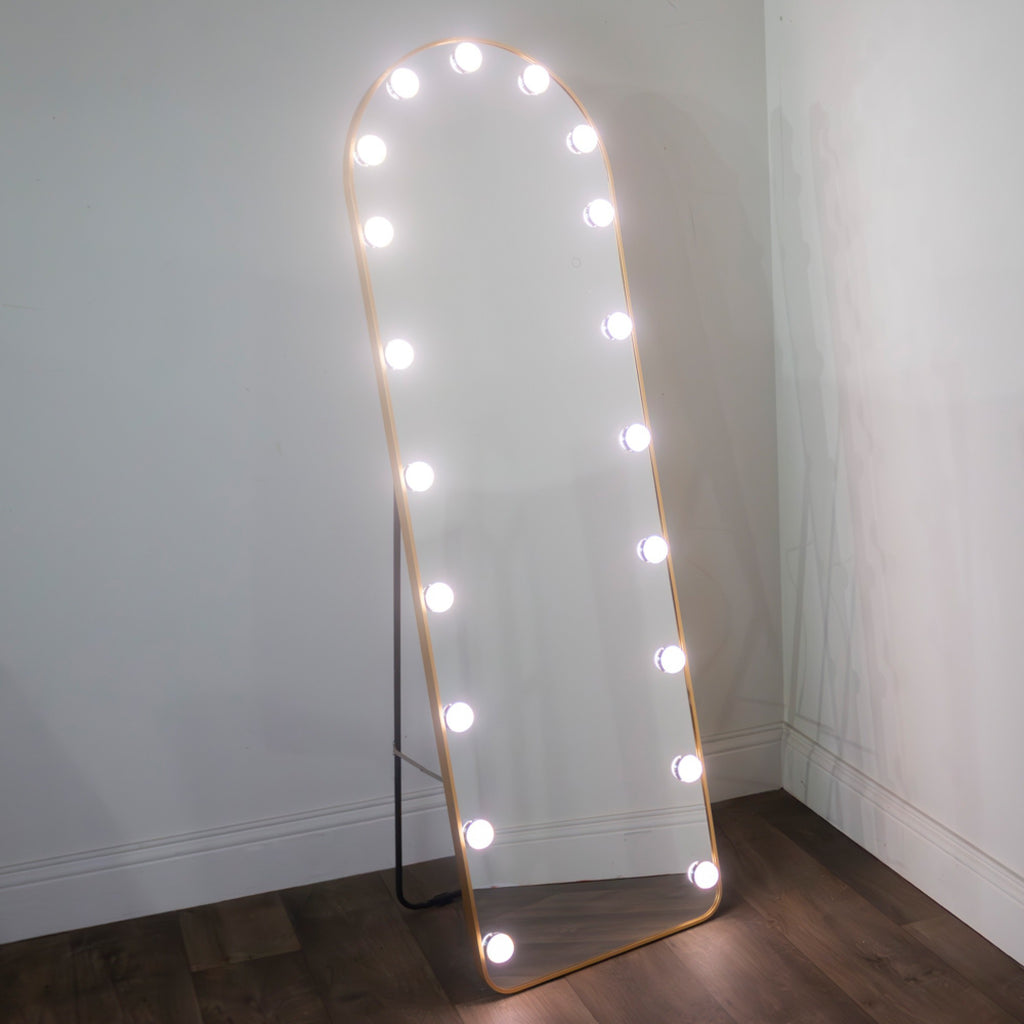 Gold Arch Cheval Mirror 160x50cm | LED Bulb Luxury