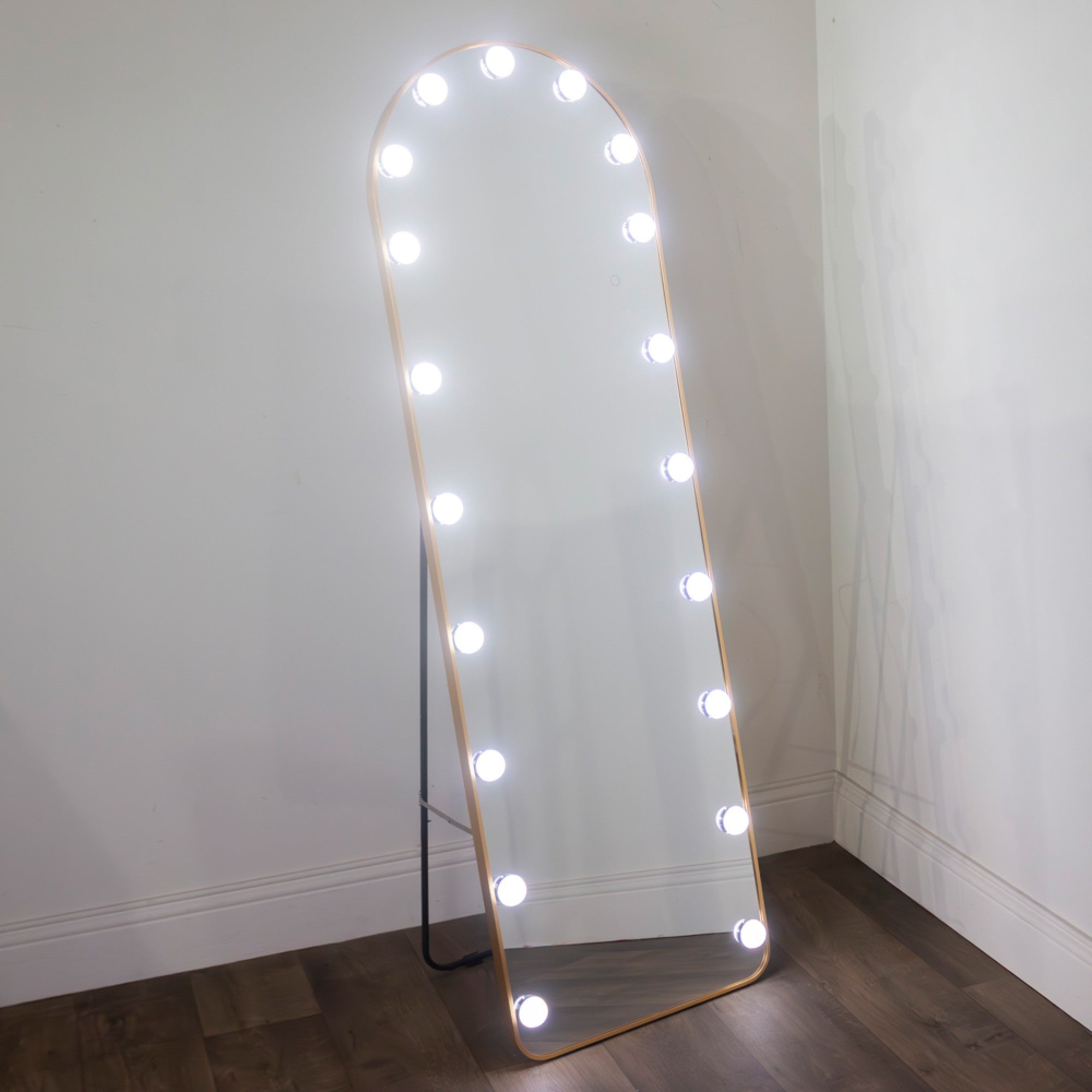 Gold Arch Cheval Mirror 160x50cm | LED Bulb Luxury