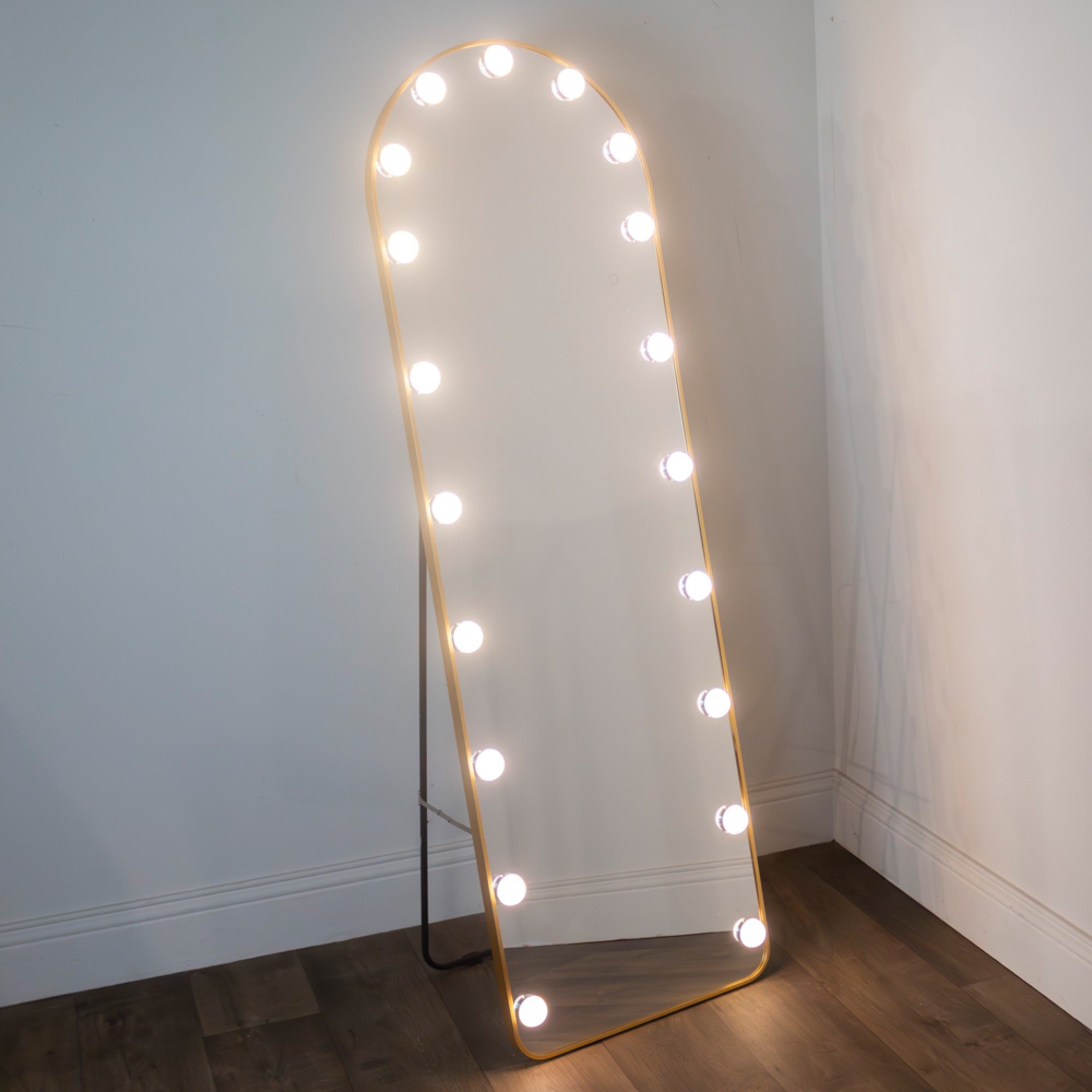 Gold Arch Cheval Mirror 160x50cm | LED Bulb Luxury