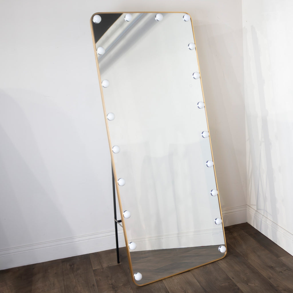 Gold LED Bulb Cheval Mirror 170x70cm | Statement Piece