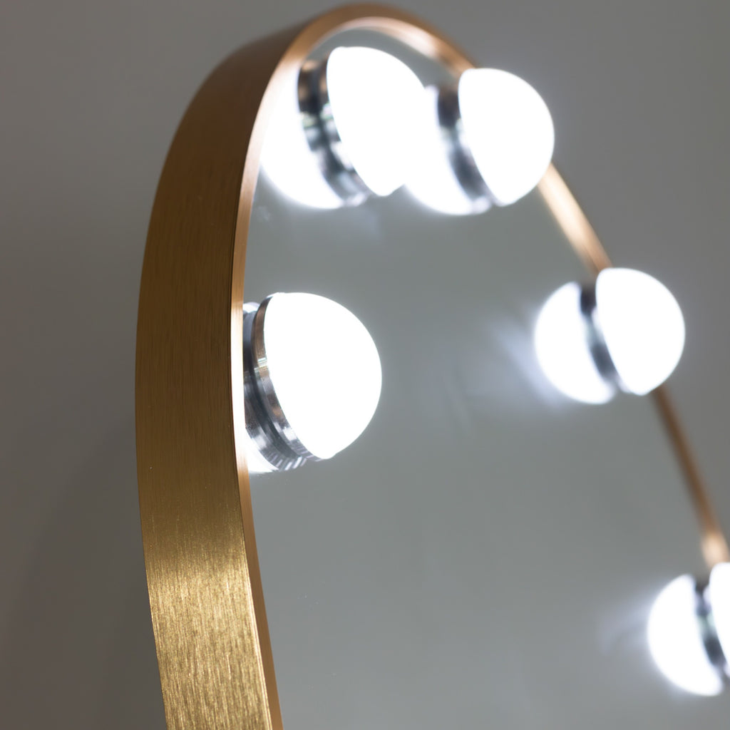 Gold Arch Cheval Mirror 170x70cm | LED Bulb Luxury