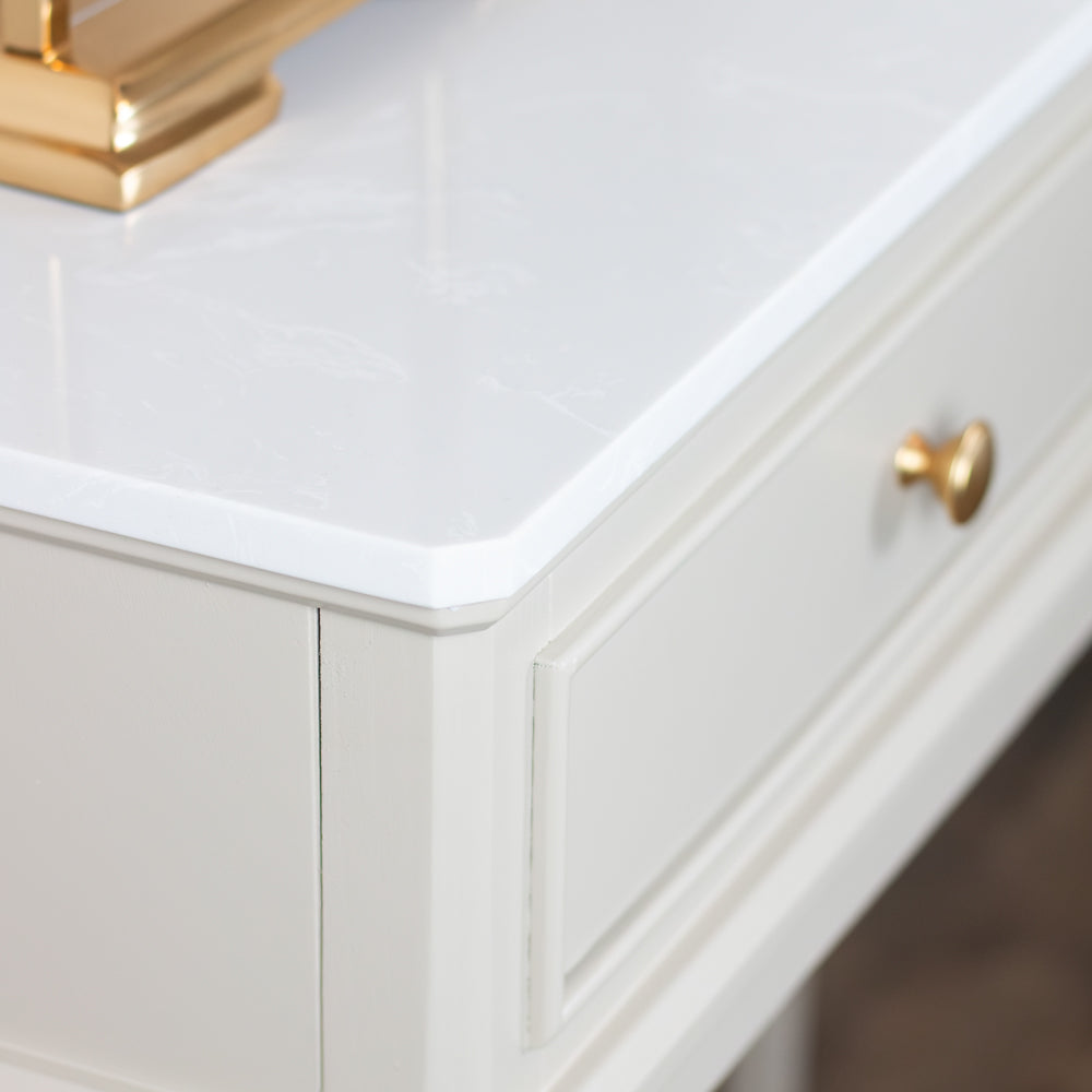 Monroe 2 Drawer Console Table drawer detail in Stone