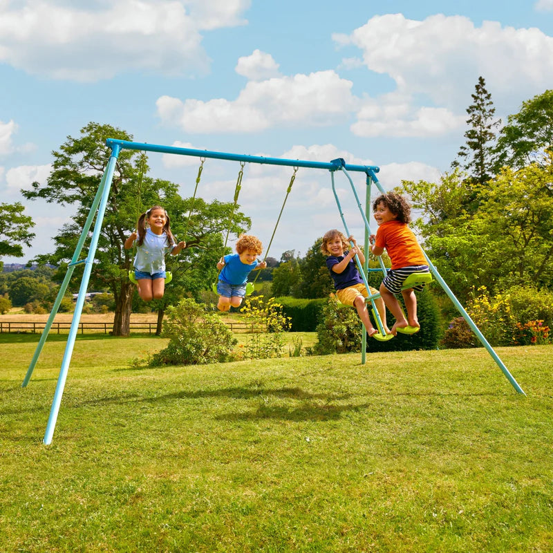 Triple Swing Set with Glider | Metal Frame, 4 Kids (3+)