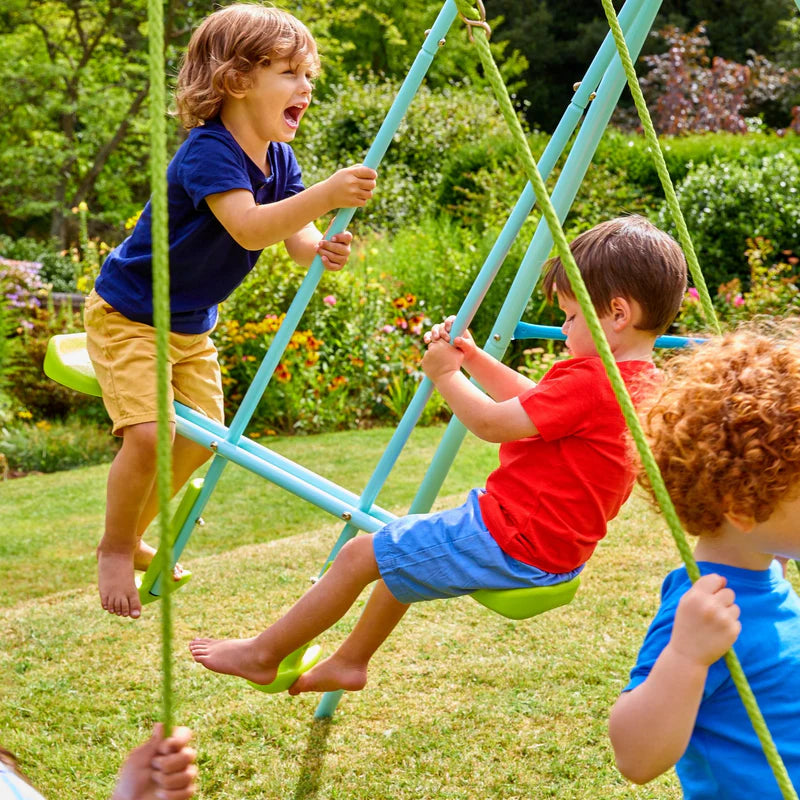 Triple Swing Set with Glider | Metal Frame, 4 Kids (3+)