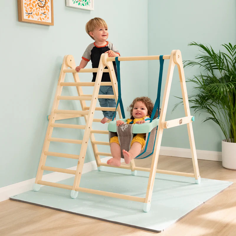 Active-Tots Wooden Swing & Climb | Foldable Pikler Style Frame