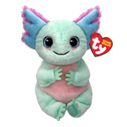 Plush toy with blue and pink accents on a white background, featuring a Ty Beanie Baby tag.