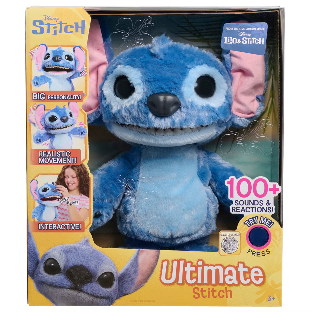 Plush toy with interactive features in its packaging