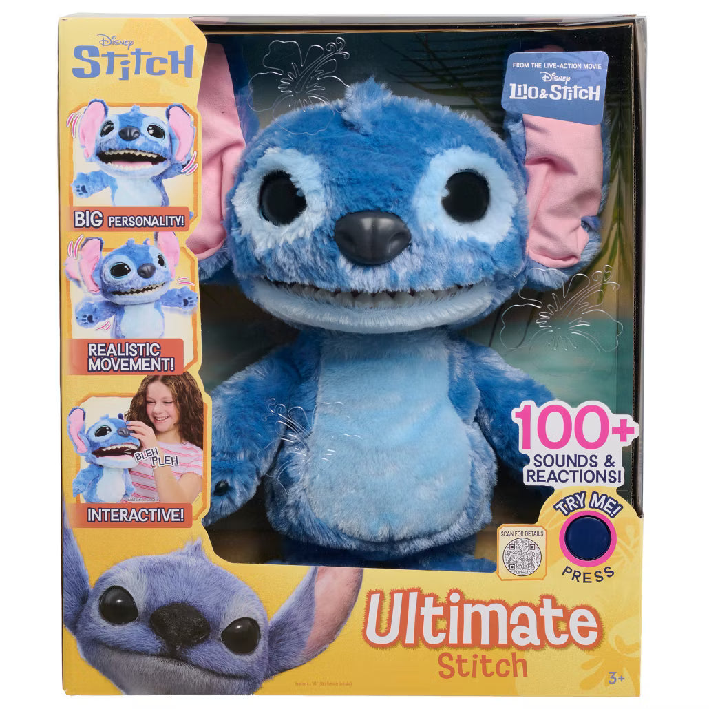 Plush toy with interactive features in its packaging