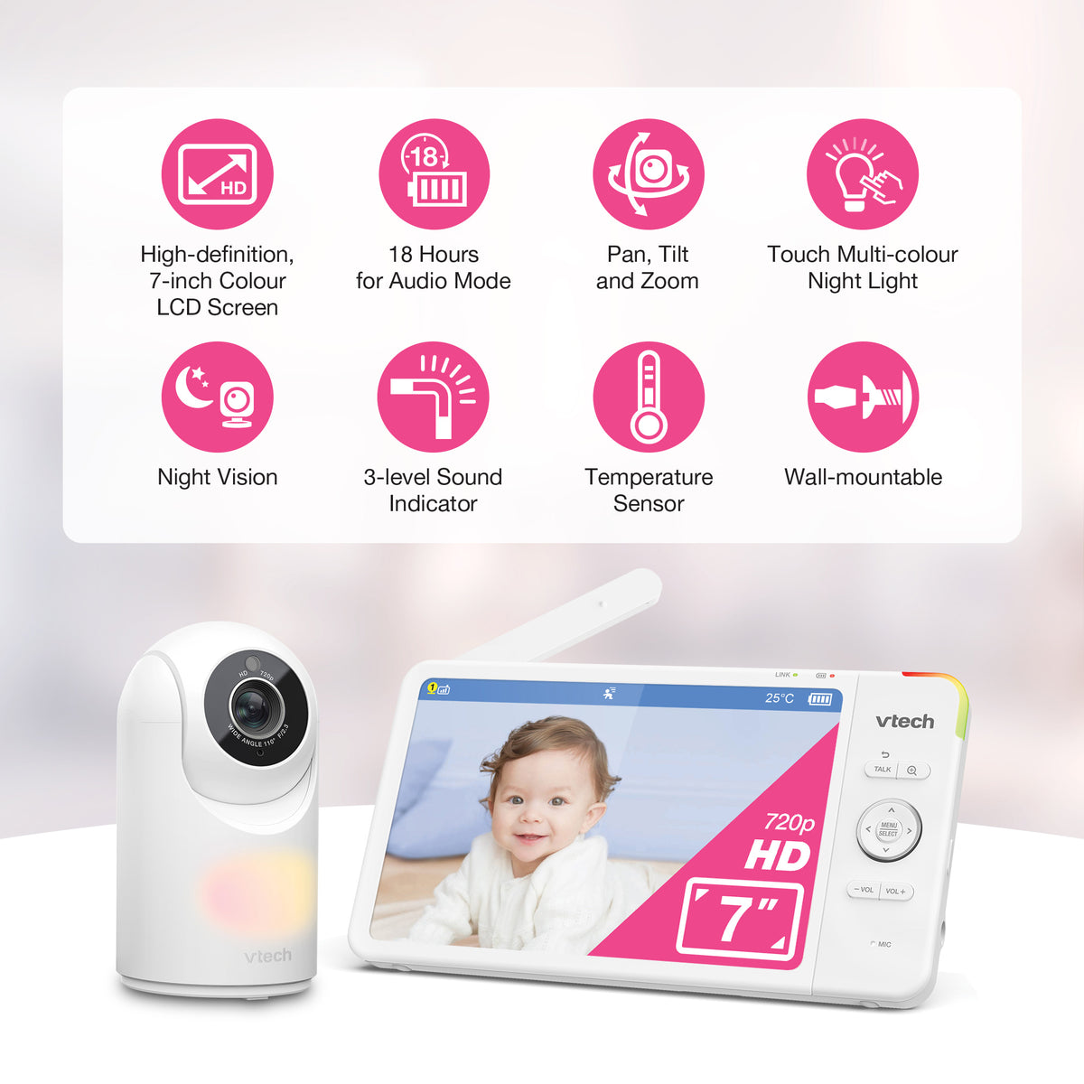 VTech VM7367HD 7" HD Video Baby Monitor