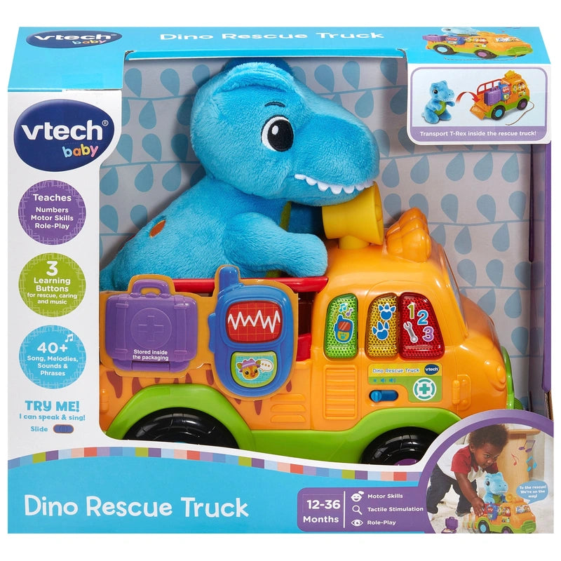 VTech Dino Rescue Truck – Lights, Sounds & Plush T-Rex