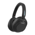 Black Sony headphones on a white background