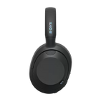 Black Sony headphones on a white background