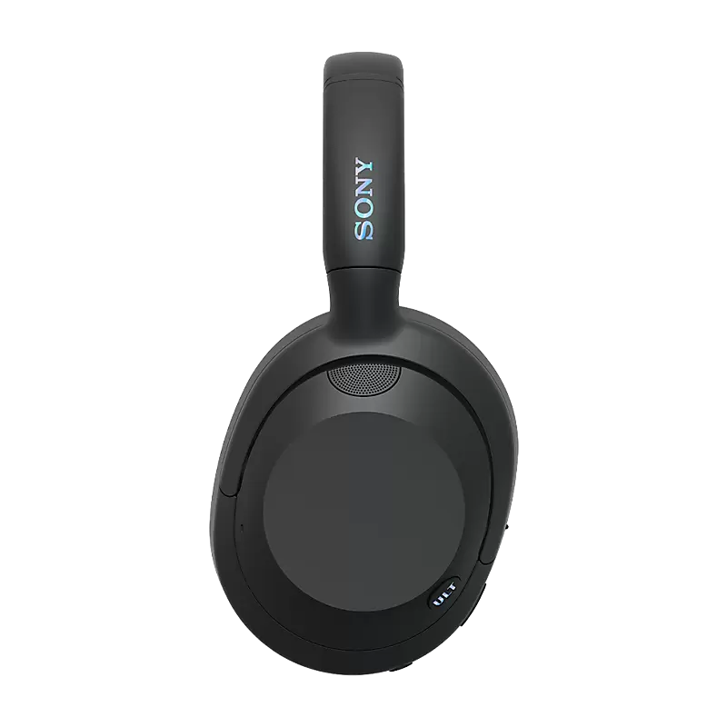 Black Sony headphones on a white background