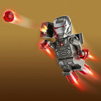 LEGO Marvel 76320 Iron Man & War Machine minifigures with two Hammer drones in battle configuration
