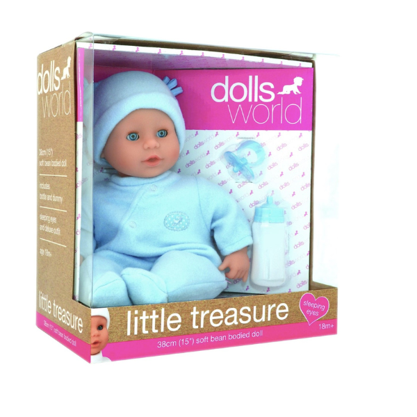 Dolls World Little Treasure Doll - blue - Flemings Department Store