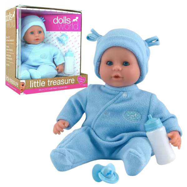 Dolls World Little Treasure Doll - blue - Flemings Department Store
