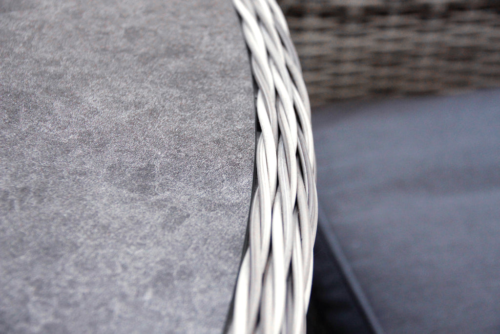 Close-up of a woven basket corner with a textured surface.