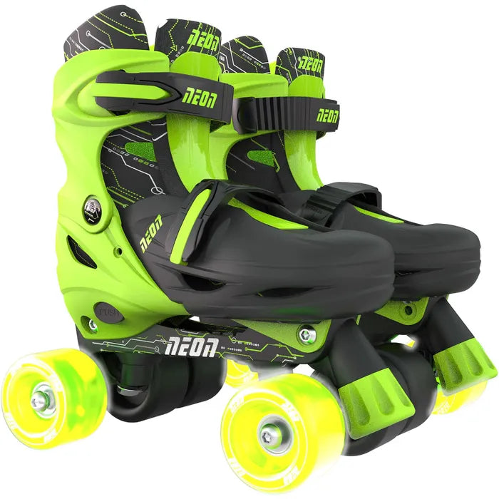 Neon Combo Skates – Green | Adjustable Inline & Quad Skates for Kids