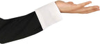 Black sleeve with a white cuff against a white background