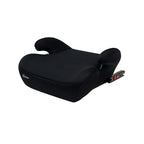 Asalvo CoreFix Booster Seat in Black  adjustable child car seat with a headrest and side release mechanism, shown on a plain white background.