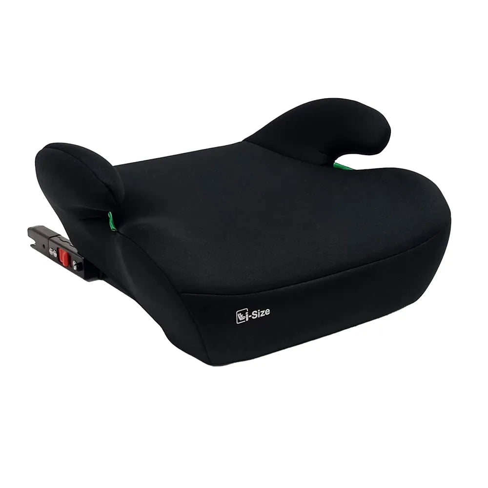Asalvo CoreFix Booster Seat in Black car seat with a visible brand logo on a white background